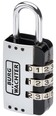 Burg-Wächter Verstellbares Zahlenschloss, 3,5 mm Bügelstärke, 3 Zahlenrollen, Combi Lock 72 25 SB
