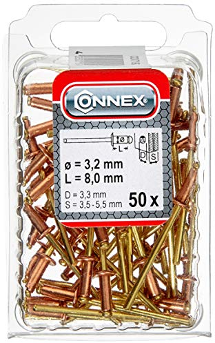 Connex Blindnieten 3,2 x 8 mm Kupfer 50 Stück, COXT197308