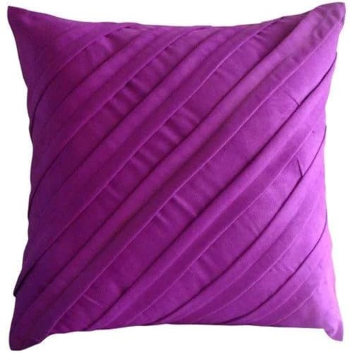 The HomeCentric Chair Cushion Cover, Pillow Covers 18x18 inch (45x45 cm) Pink, Fango Pink Throw Pillows Cover, Textured Pintucks Solid Color Pillows Cover, Square Faux Suede - Contemporary Fango