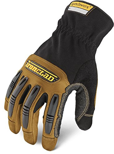 Ironclad Ranchworx Work Gloves RWG2, Premier Leather Work Glove, Performance Fit, Durable, Machine Washable, (1 Pair), RWG2-07-XXXL, Tan/Black
