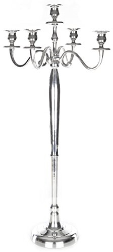 Gräfenstayn Candelabro portacandele 1, 3 o 5 Bracci - Varie Misure - candelabro Color Argento, Nero, Bianco od Oro (XL, Argento)