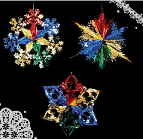 AHG Set of 3 Christmas Foil Ceiling Garland Hanging Xmas Decoration Multi Colour