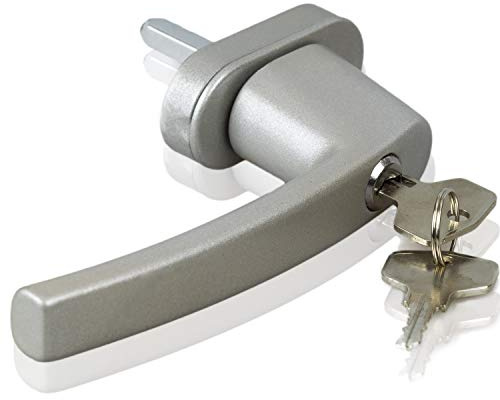 Stahlia Abschließbare Fenstergriffe Aluminium (1 Stück) Silber Druckknöpfe Balkontürgriff Fenstersicherung Fensterbeschläge Fensterschloss