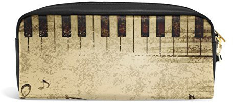 Domoko Stifteetui aus PU-Leder mit Notenblatt, für Make-up, Kosmetik, Reisen, Schultasche