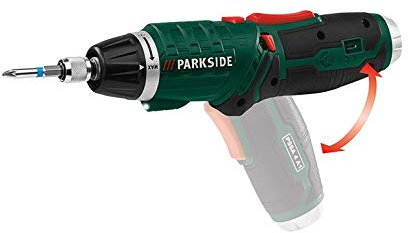 Destornillador inalámbrico PARKSIDE® PSSA 4 A1 | Luz LED | Cargador USB | en caso + accesorios de bits