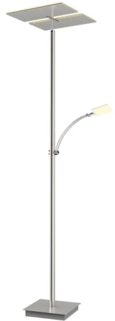 Lucande LED Stehlampe 'Parthena' dimmbar (Modern) in Alu aus Metall u.a. für Wohnzimmer & Esszimmer, Wohnzimmerlampe, Stehleuchte, Floor Lamp, Deckenfluter, Standleuchte, Wohnzimmerlampe