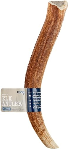 Amazon Brand - Wag Elk Antler - Whole - Long Lasting for Aggressive Chewers - X-Large 9.5-10.5 inches (Best for Dogs over 45 lbs)