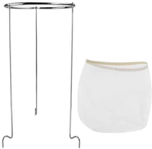 Unomor 1set Mesh Straining Bag with Sieve Stand Filter for Juicing Coffee and Jelly Easy to Clean Kitchen Strainer Tool