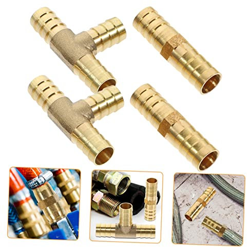 Gadpiparty 1 Satz Rohrverbinder Ellbogen-T-Shirt Kraftstoffschlauchanschluss Koppler Reduzierer Schlauchflicker Quetschfittings aus Messing Crimpen Zubehör Luftschlauch Adapter Kupfer