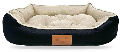 Meishida Cama para Perros Loneta Cómoda, Cuna Perro Transpirable con Cojín Rellena de Fibra Hueca (L - 82x61x25cm)