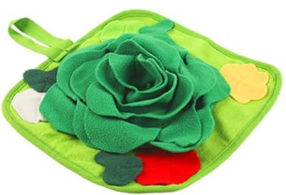 PLUSHCEWT Schnüffelmatte für Hunde, Kaninchen & Katzen - Interaktive Futtermatte mit Blumen-Design - Rutschfest & leicht zu reinigen - Grüne Haustiermatte