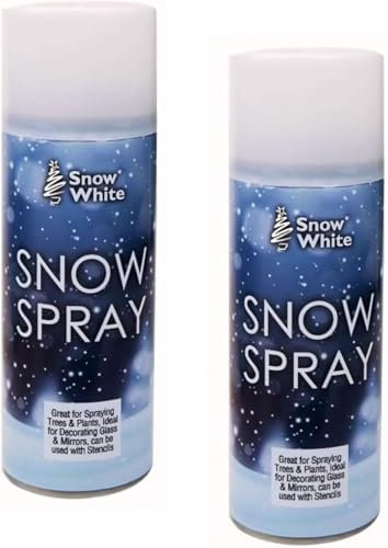 Caliko Pack of 2 Snow Spray 250ml - Artificial Snow Can for Christmas Tree, Wreath, Glass & Window Decorations, Instant Realistic Christmas Decorations with Fake Snow Spray for Crafts & DIYs
