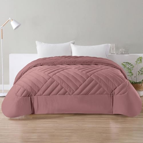 IlGruppone Trapunta Elegante Matrimoniale In Velluto Piumone Invernale Effetto Piuma 580 Gr/Mq Piumino Caldo Due Piazze Duck Friendly - Rosa Antico - Matrimoniale