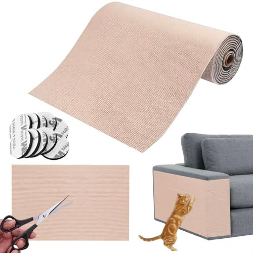 Kratzmatte Katze Selbstklebend, Kratzteppich Katze Kratzschutz Sofa Katze,200cmx40cm Katzenteppich DIY Kratzbrett Katze,Kratzecke für Katzen,Katzenkratzmatte für Sofa,Möbel,Tür,Wand Wiederverwendbar