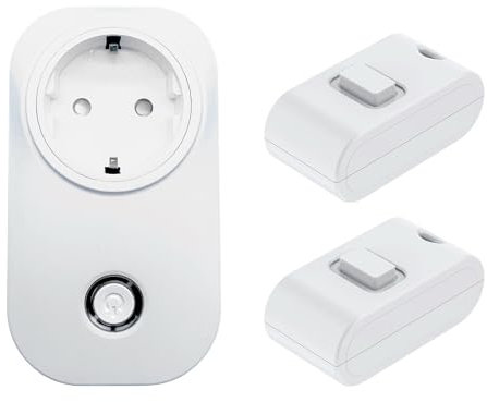 ECO-NEWLEAF Kinetic Lot de 2 prises télécommandées sans fil 13 A avec télécommande auto-alimentée pour appareils ménagers avec portée de 30 m