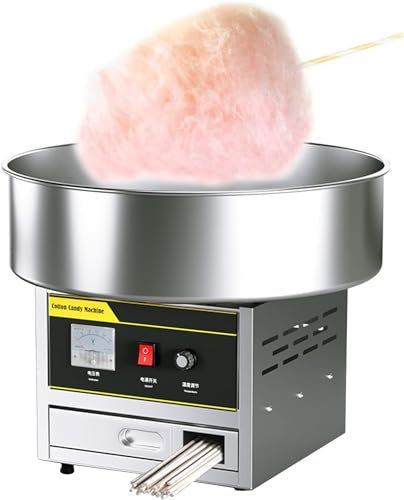 Macchina per Zucchero Filato Commerciale da 1200 W, Macchina per Zucchero Filato Professionale, Macchina elettrica per Zucchero Filato per Feste di Compleanno, Argento