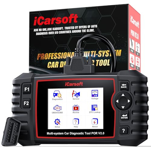 iCarsoft POR V2.0 Diagnostic Tool for Porsche/Cayenne, Full Systems Diagnostic Scan Tool, OBD2 Scanner with 9 Reset Services, Oil/SAS/EPB/BMS/ETC/DP-F/BLD/INJ/TPMS, Battery Test, F-ree Upgrade