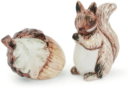 Cooksmart Forest Fable Salt & Pepper Shakers | British Designed Hand-Painted Ceramic Set | Woodland-Inspired Acorn & Owl Design | Rustic Farmhouse Tableware | Stylish & Practical Kitchen Accessory