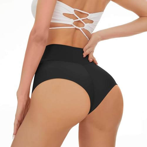 Mayoii High Waisted Stretchy Hot Pants for Women – Booty Lifting Yoga Shorts, Anti Chafing Mini Shorts for Gym, Club, and Daily Wear (UK, Alpha, XXL, Regular, Regular, Black)