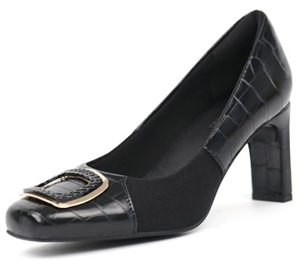 Ortho+Rest Women’s Orthopedic Dress Pumps – 3 Inch Orthotic Heels with Elastic Panels for Bunion Relief (5 UK,Black)