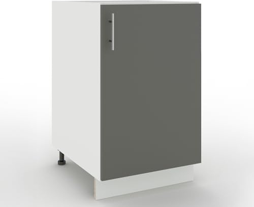JD Greta Adjustable Kitchen Base Unit - 500mm - Base Cabinet with Door (No Worktop) - Grey Matt