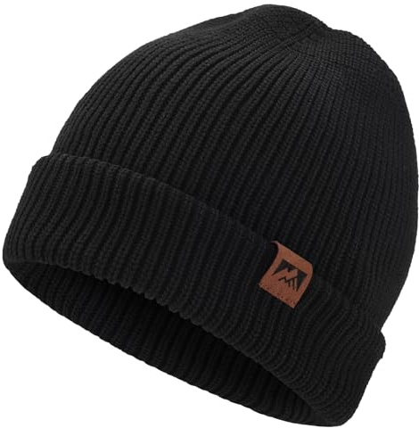 ricema Winter Beanie Mütze Damen Herren Warme Wintermützen Thermo Strickmütze Laufmützen Dehnbare Weiche Wollmütze Unisex, Geschenke für Männer und Frauen, Schwarz