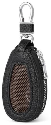 OUDQFCJ Custodia Portachiavi in Pelle per Auto, Astuccio Porta Telecomando Auto con Finestra Trasparente, Portachiavi Auto con Gancio in Metallo e Chiusura a Zip (per Uomo e Donna) (B)