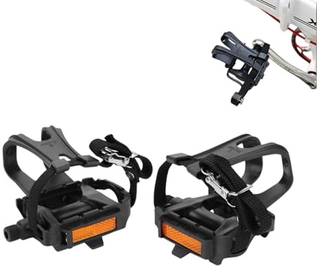 Hominas Pédales de Vélo avec Clips et Sangles 1 Paire de Cages D'orteils pour Vélo en Nylon Antidérapantes pour Accessoires de Vélos Fixie, Montagne et Route
