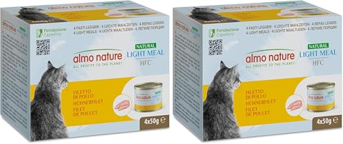almo nature HFC Natural Light Meal Nourriture pour Chat Adulte Filet de Poulet 50 g x 4 pièces 200 g (Lot de 2)