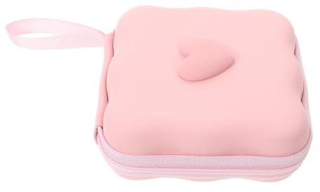 ELAYARD Portable Sanitary Napkin Storage Bag with Zipper, Feminine Pad Dispenser and Cotton Pads Holder, Pink Heart Design Travel Pouch for Women and Teen