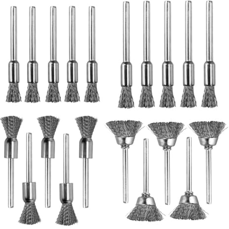 Set di 20 spazzole metalliche, in acciaio inossidabile, 4 diverse misure