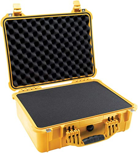 PELI 1520 Caja de transporte profesional para cámaras, objetivos y electronicos, IP67 estanca e impermeable al polvo, 24L de capacidad, fabricada en Alemania, con espuma personalizable, color amarillo