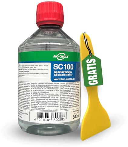 bio-chem Klebstoffentferner Etikettenlöser – 500 ML – Extrem starker Entferner für hartnäckige Etiketten, Aufkleber & Klebereste - Etikettenentferner inkl. Schaber