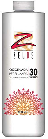 Oxigenada 30 volúmenes - 1000 ml - Aroma de Manzana - Emulsión Oxidante en Crema para Tinte y Decoloración - Da una Textura Sedosa Al Cabello - Uso Profesional - Zelos