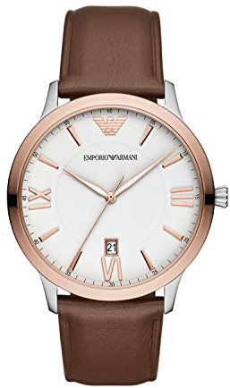 Emporio Armani Herren Analog Quarz Uhr mit Leder Armband AR11211