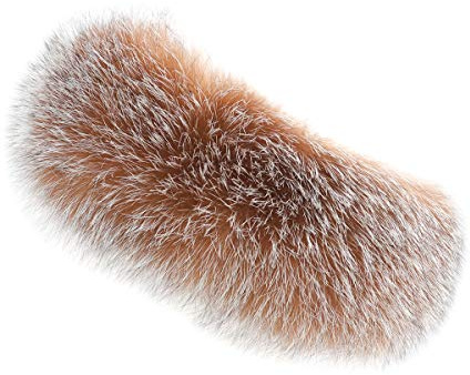 surell - Fox Fur Headband Scarf with Velvet Lining - Two-in-One Winter Fashion Ear Warmer and Infinity Loop Neckwear- Warm Winter Accessory Luxury Headwear - (Crystal)