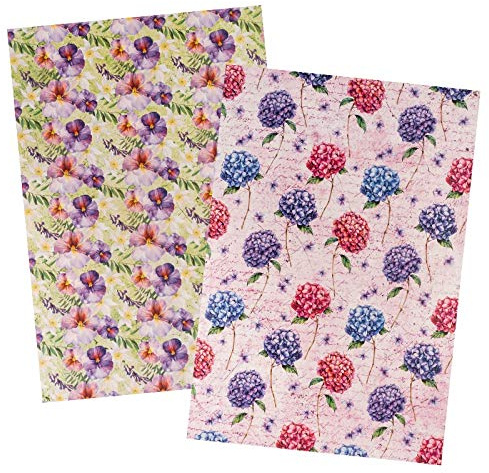 Ideen mit Herz 2 ark rispapper | Ädelt decoupage-papper | DIN A4 | 2 olika mönster | vintage, jul och mycket mer (blommor 21)