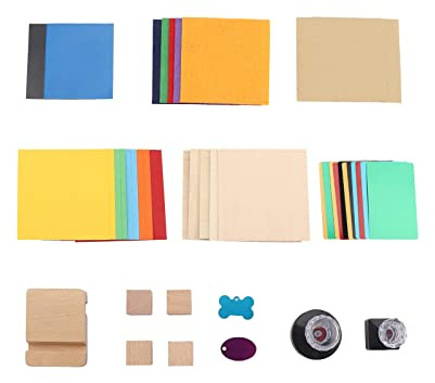 Ortur 43 piezas kit de Herramientas de Grabado, Accesorios para máquina de Grabado Láser,Papel de color, Tarjeta de visita de metal, Tablero de madera