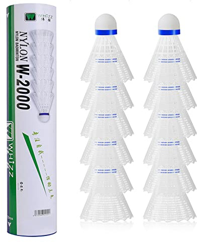 BAIHUALIN WHiZZ Shuttlecocks Badminton Durable Nylon Shuttles for Indoor Outdoor Recreational Game Practice Sports, 12x White