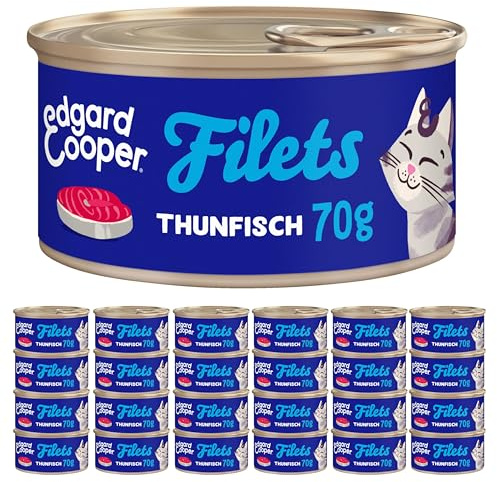 Edgard Cooper Nassfutter für Katzen Thun 70g x 24 Katzenfutter nass ohne Zucker und Getreidefrei für sterilisierte und aktive Katzen natürlichen Zutaten