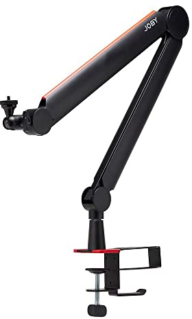 JOBY Wavo Boom Arm, Professioneller Boom Mikrofonarm für Streamer und Podcaster, Silent Boom Arm, Becher- und Kopfhörerhalterung, Tischklemme, Versteckter Kabelkanal für Kabelmanagement, Schwarz