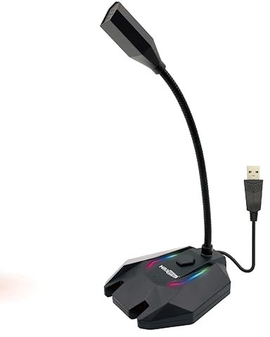 A2ZWORLD Microfono da Tavolo Flessibile e illuminato a LED RGB per Lavoro, Video Chat Online e Gaming USB Suono di Alta qualità (LED RGB)