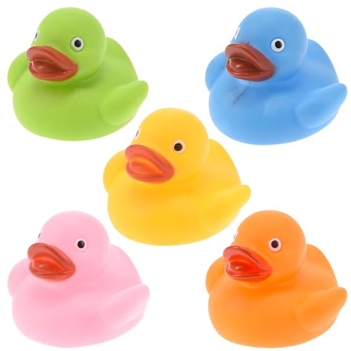 MIJOMA 5er Set Mini-Badeenten Badewannenspielzeug, Handbemalt & Latexfrei, Perfekt für Partys, Geburtstage, Weihnachten, Baby-Partys & Mehr – Tolle Badezimmerdekoration, 8 cm Hoch (Mini-Ente bunt)