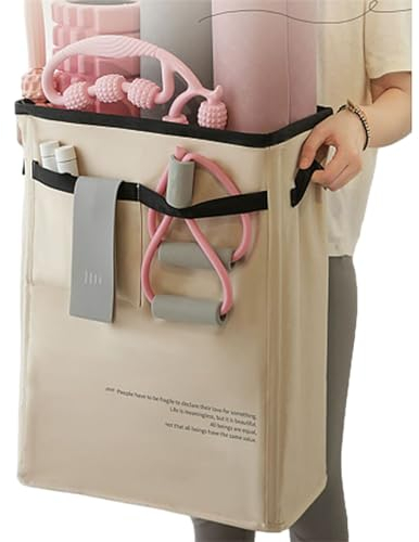 XIAHIOPT Fitnessbedarf-Organizer, Aufbewahrungskorb für Zuhause, Yoga, Sportgeräte, platzsparendes Regal zur Aufbewahrung von Trainingsgeräten, platzsparend, Yoga-Zubehör, Organizer, Gelb