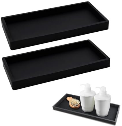 KGDUYC Vassoi, supporti e organizer da bagno Vassoio da bagno nero, contenitore decorativo rettangolare per gioielli da bagno per asciugamani di carta, candele, asciugamani. (due pezzi)