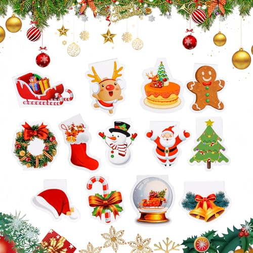 DAOUZL Segnalibri Magnetici, 13 PCS Lettura Segnalibri Clip, Segnalibro magnetico per libri, Segnalibro Bambini, Segnalibri Magnetici di Pagina per Scuola,Ufficio,Materiale per la Lettura(Natale)