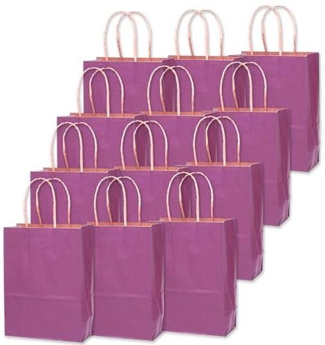 Bolsas de regalo Gcardist de tamaño mediano, 16 piezas, con asas, 27 x 21 x 11 cm, bolsas de regalo púrpuras de color senior, de uso múltiple (tamaño mediano, 10.5 x 7.6 x 4.75 pulgadas)