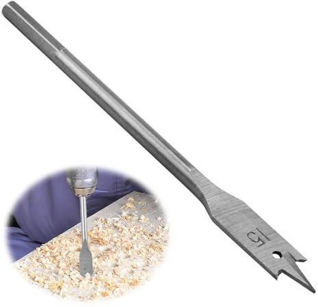 15mm Wood Drill Bit, Spade Drill Bit Professional Spade Bit Universal Quick Change Hex Shank Flat Wood Drill Bits for Wooden Plywood Chipboards Soft Hard Wooden Surfaces