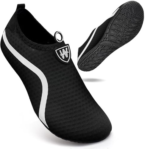 WateLves Badeschuhe Wasserschuhe Schwimmschuhe Damen Herren BarfußSchuhe Pool Sandstrand Tauchen Surfen BelüFtung Schnelltrocknend Unisex（Schwarz 44/45）