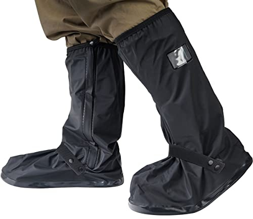 Wild Gear：LYN Waterproof Non-Slip Rain Boot Shoe Covers/Overshoes with Reflector&ZipperWild- Black, Reusable Foldable Insulation for Hunting Cycling Snow&Rainy Days Cleaning Car